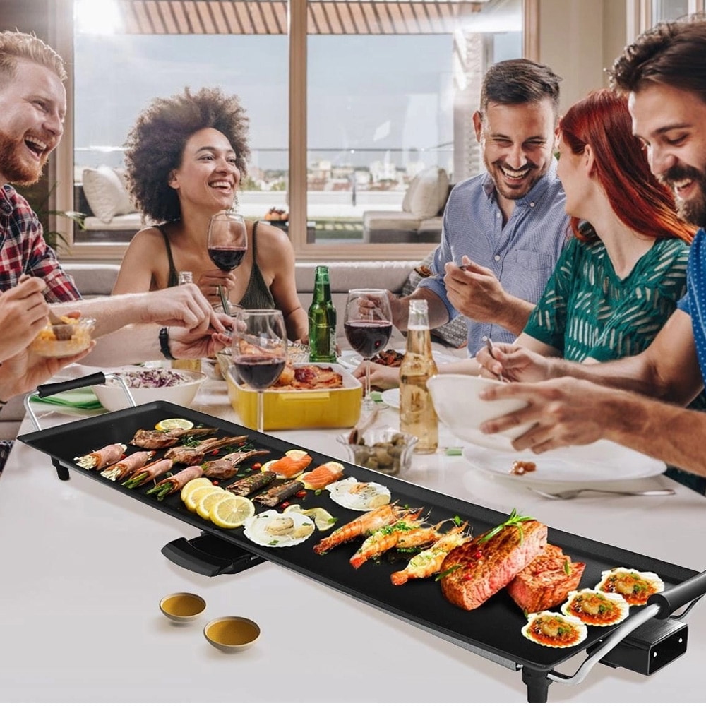 Elektrisk grillplade 1800 W til indendørs brug – sort 90 cm