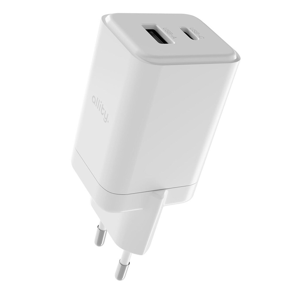 Allity GaN-oplader 45W PD QC med USB-C og USB-A