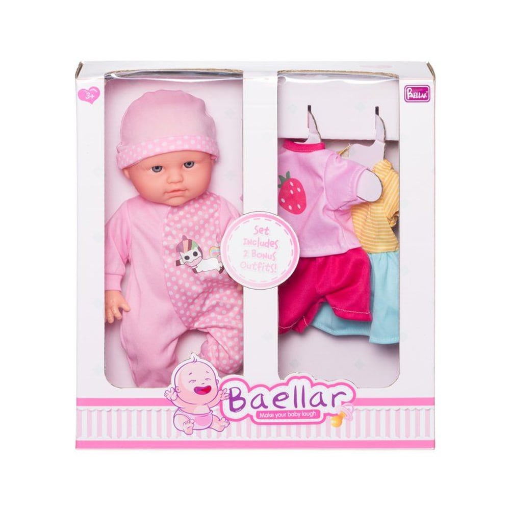 Babydukke 30 cm med to sæt tøj