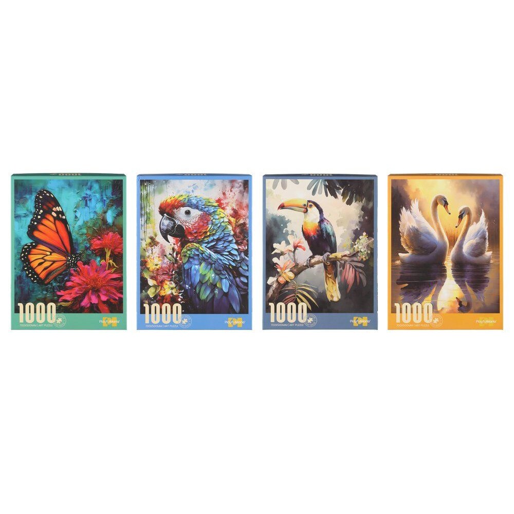 Puslespil med 1000 brikker og tropiske dyremotiver
