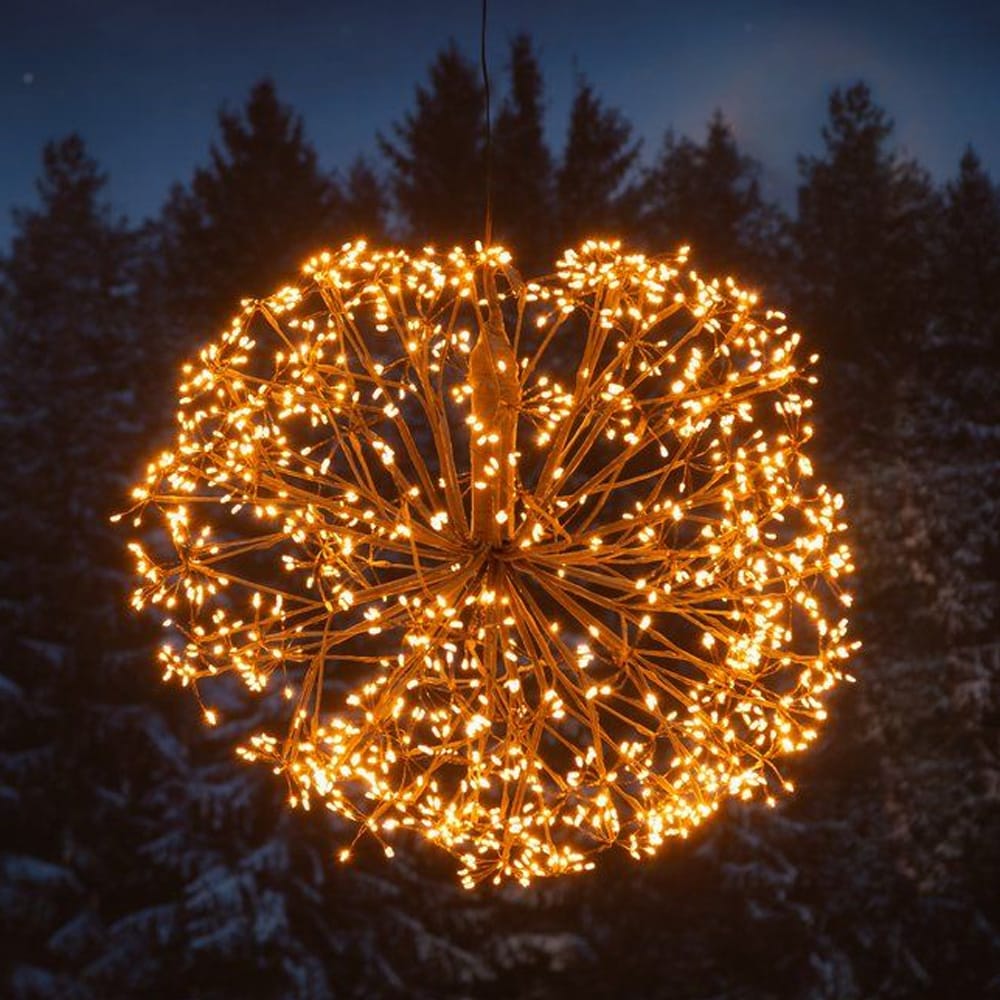 Lyskugle 50 cm 1080 mikro-LED ravfarvet – til udendørs og indendørs brug