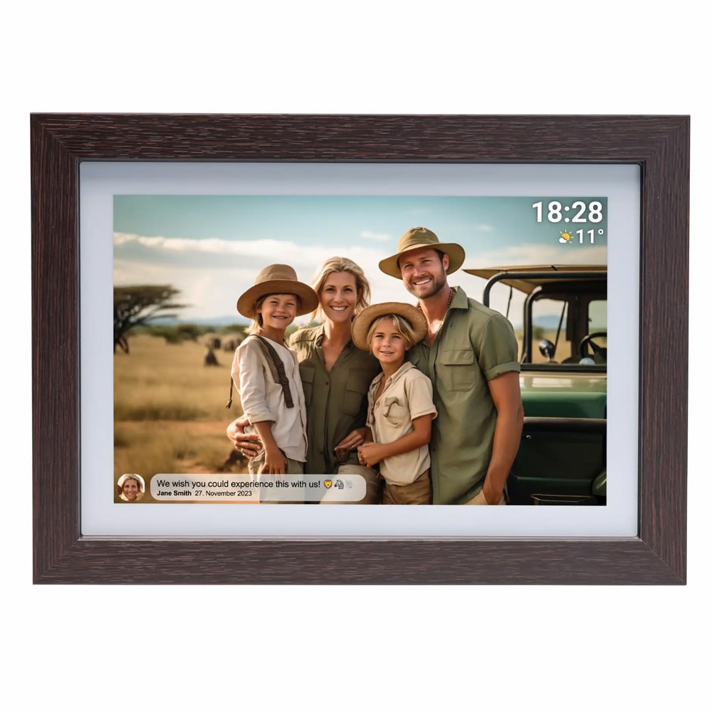 Denver WiFi-fotoramme 10,1" med Frameo - mørkt træ