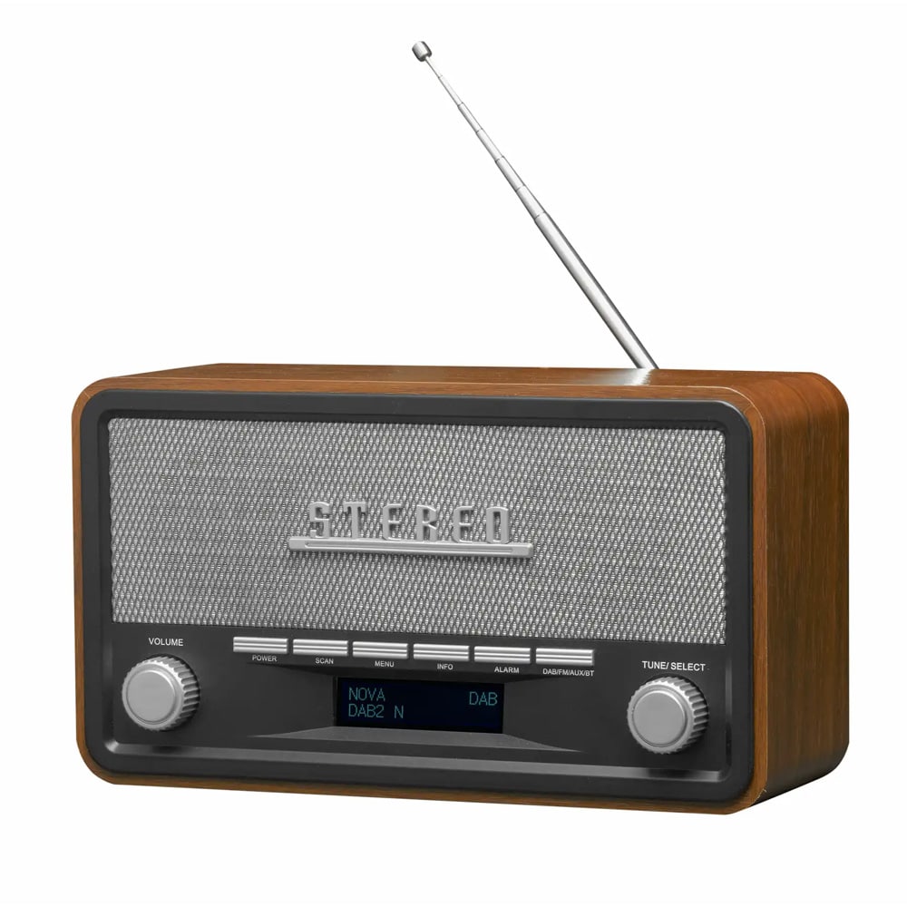 Denver Retro-radio med bluetooth og alarm - Træ