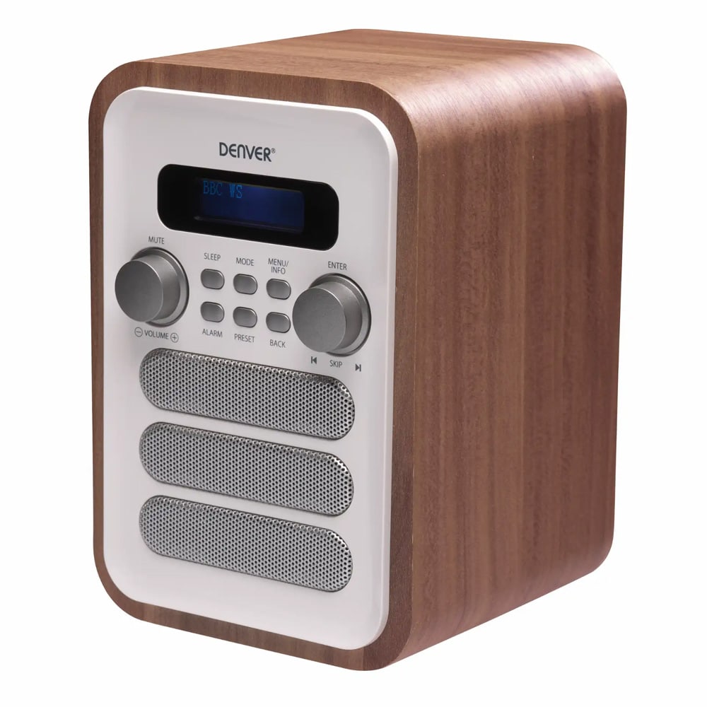 Denver DAB-48WHITE Digitalradio med Bluetooth og FM - Hvid/Træ