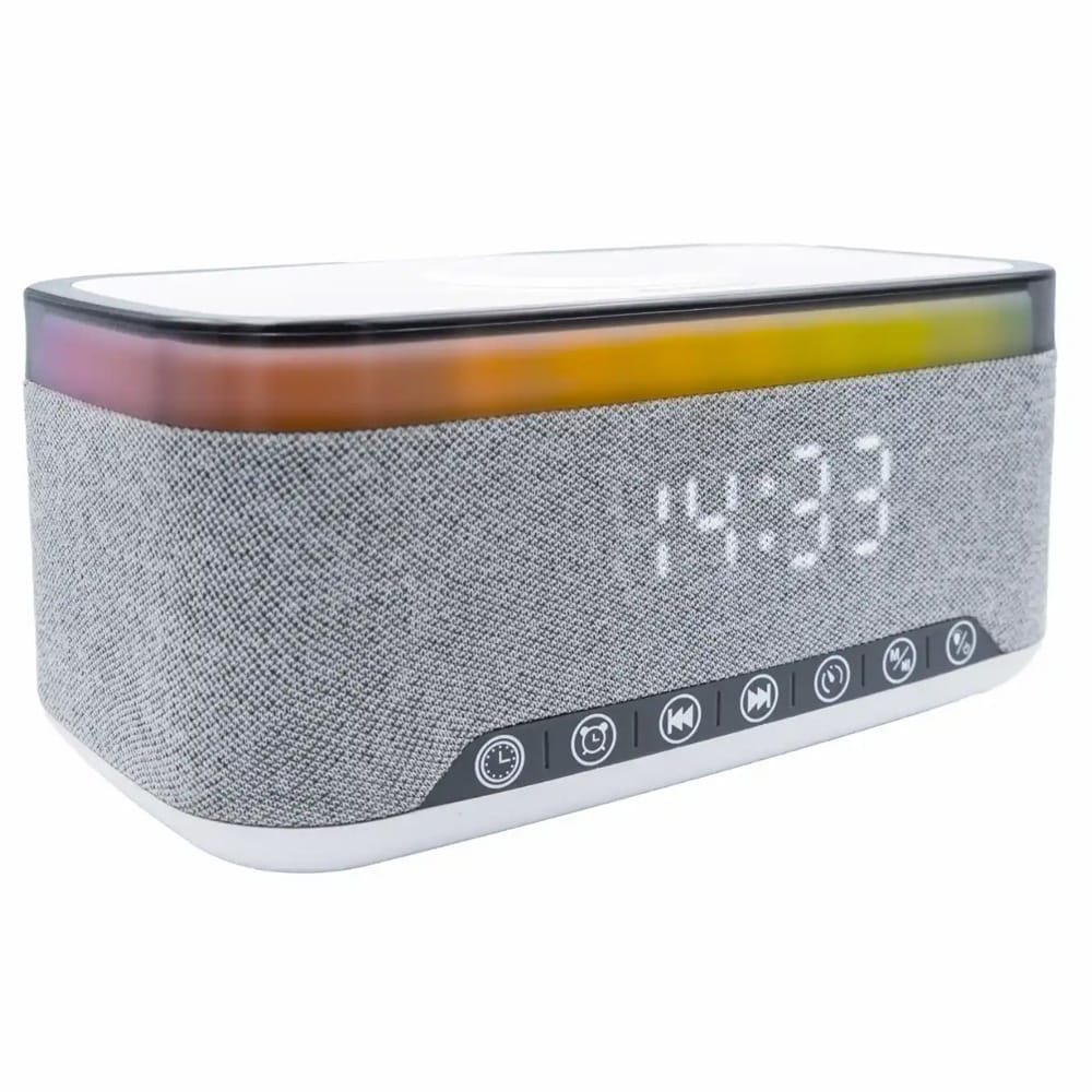 Denver Clockradio med bluetooth og trådløs opladning - Grå