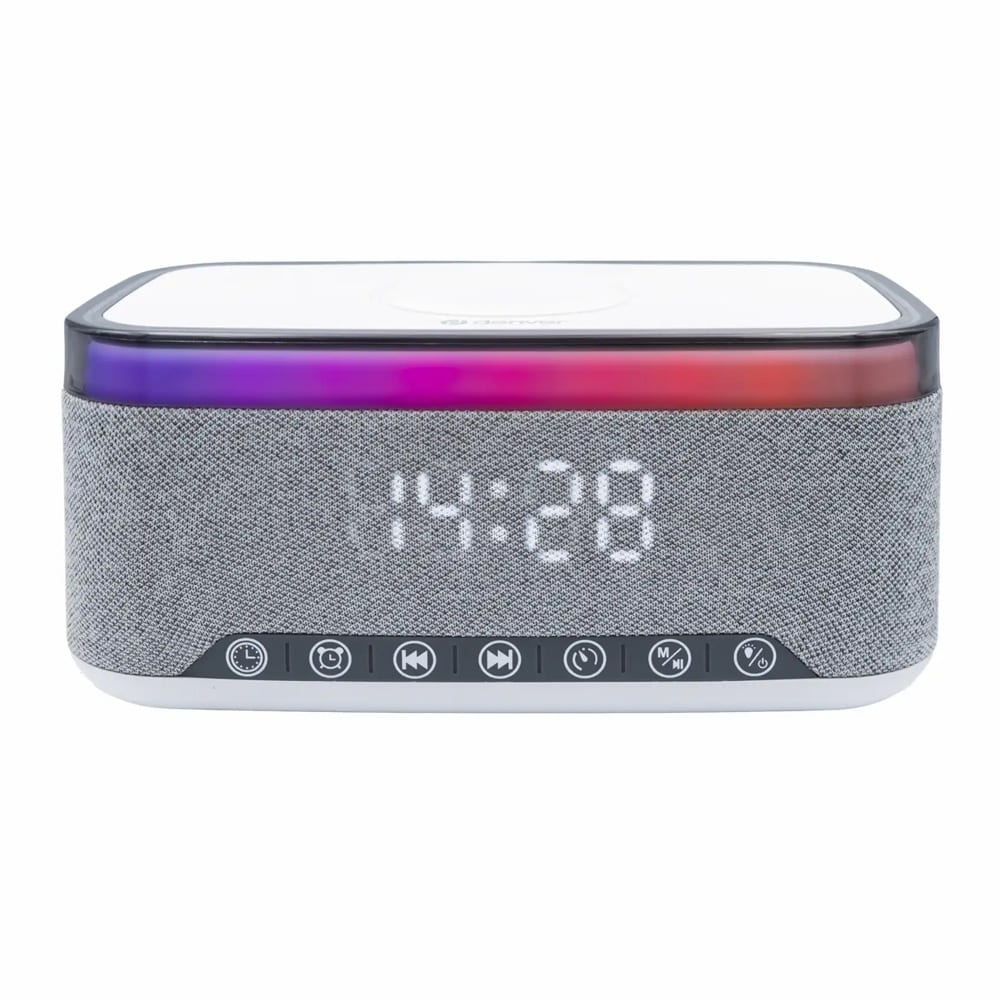 Denver Clockradio med bluetooth og trådløs opladning - Grå