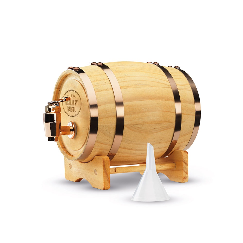 Whisky-tønde i træ - elegant drikkevaredispenser i rustikt design