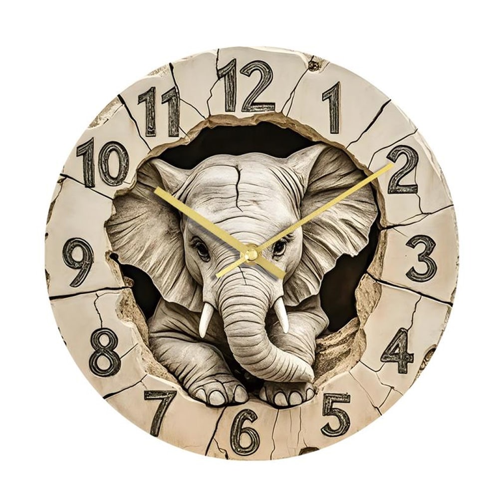 Vægur i akryl med 3D-elefantmotiv