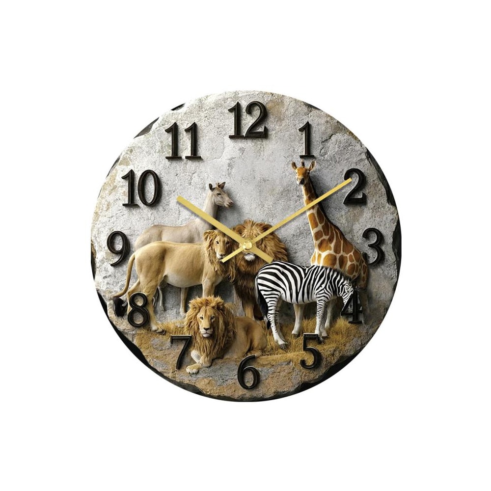 Vægur i 3D-design med savanne-motiv