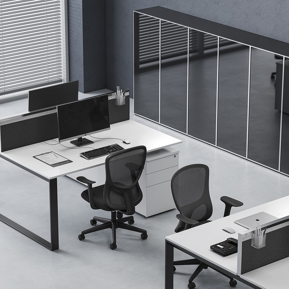 Højdejusterbar skrivebordsstol / kontorstol / arbejdsstol / computerstol i sort mesh