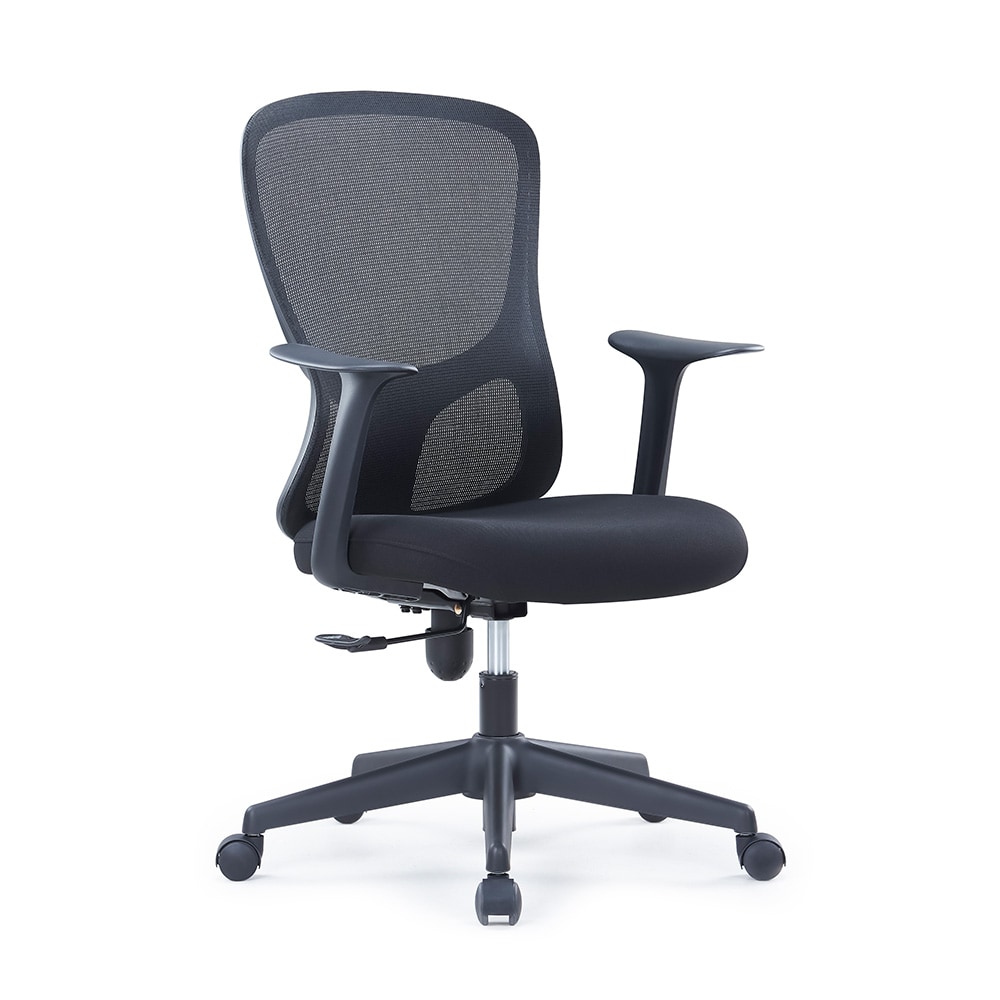 Højdejusterbar skrivebordsstol i svart mesh