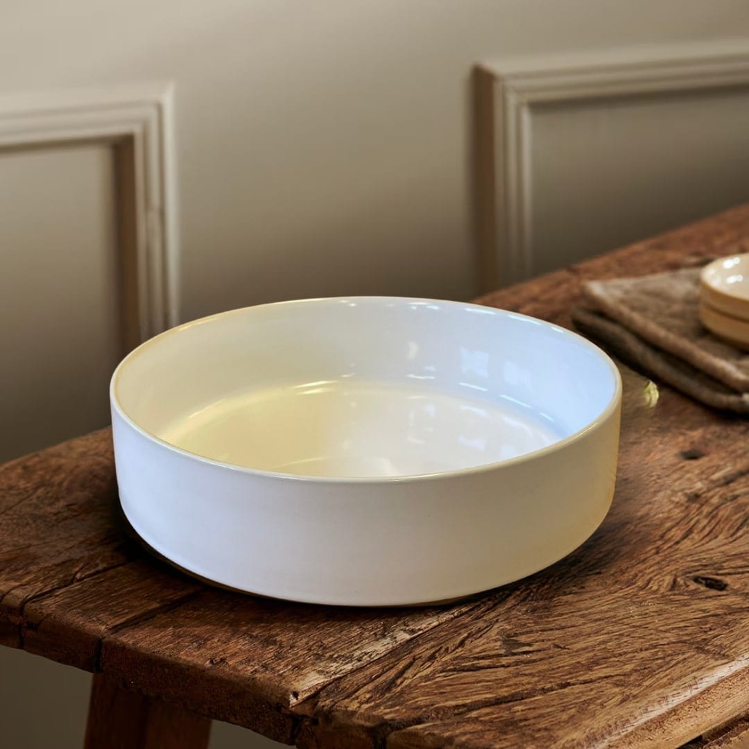 Mineralsk marmor keramisk salatskål 26 cm - hvid