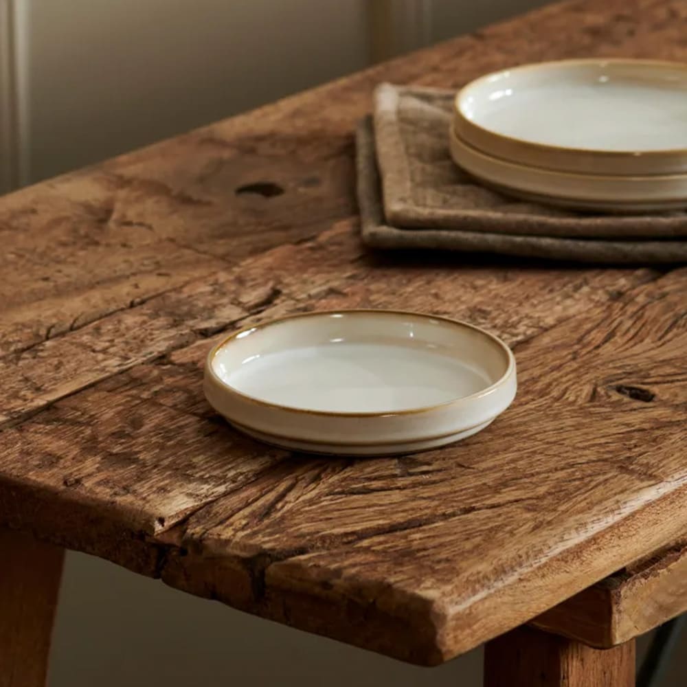 Keramisk tallerken i mineralsk marmor 12,7 cm - hvid