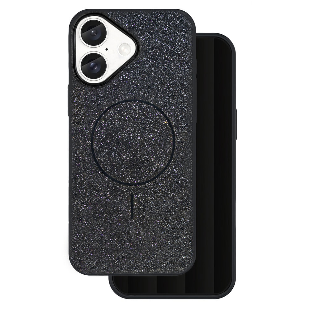 Glitrende cover til iPhone 16 – Sort