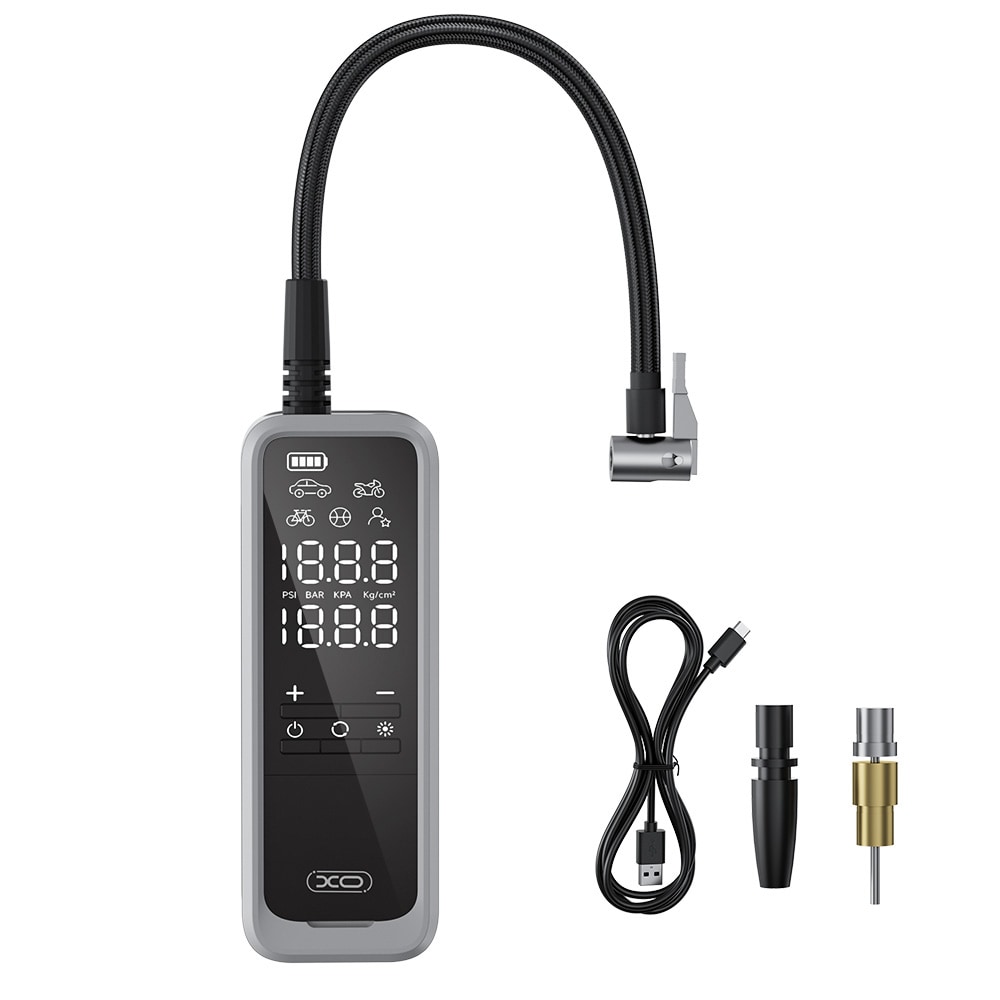 Genopladelig luftpumpe med 5000 mAh batteri og LED-belysning