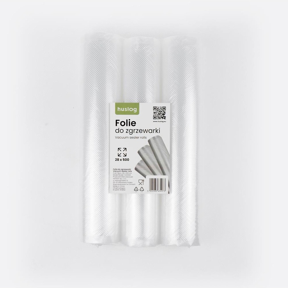 Huslog vakuumruller til opbevaring af mad 28×500 cm – 3-pak