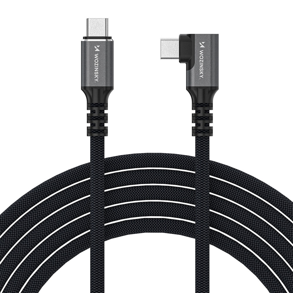 Wozinsky Thunderbolt 4 USB-C-kabel med vinklet stik 240W 1,5m 4K - Svart