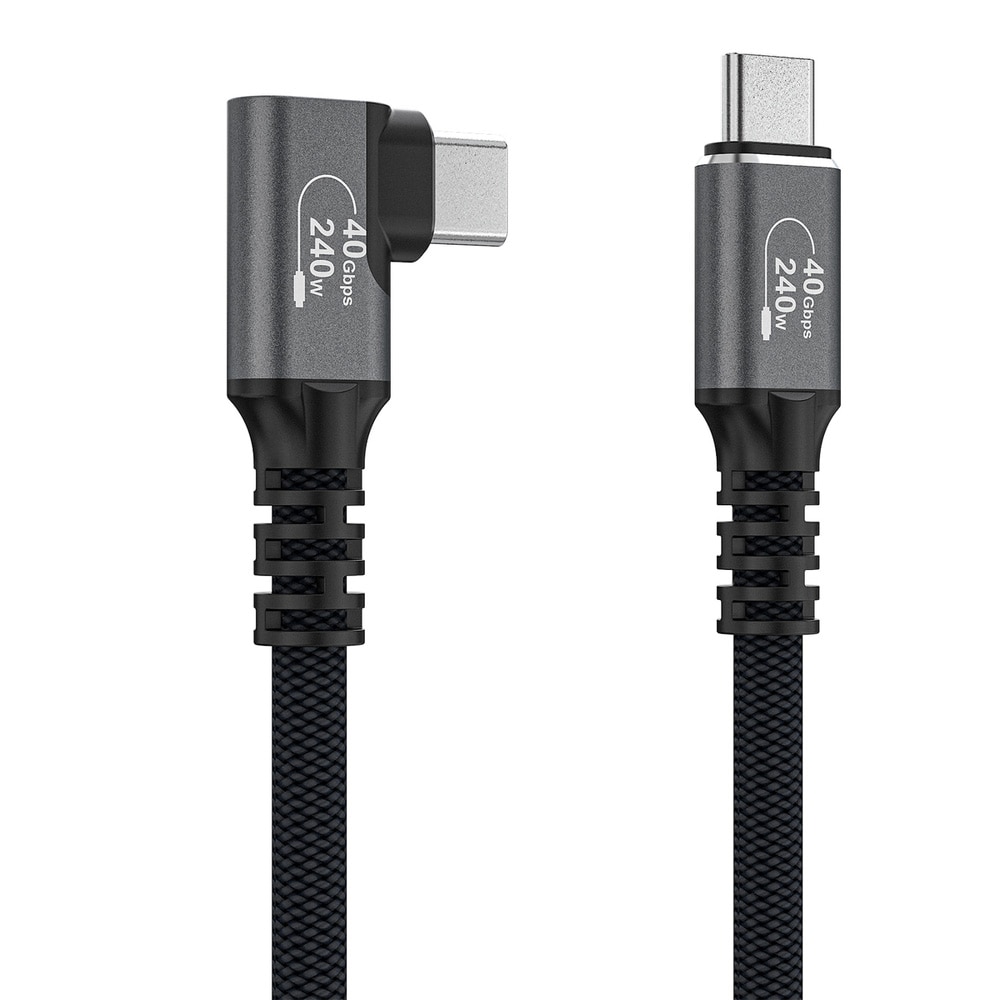 Wozinsky Thunderbolt 4 USB-C-kabel med vinklet stik 240W 1m 4K - Svart