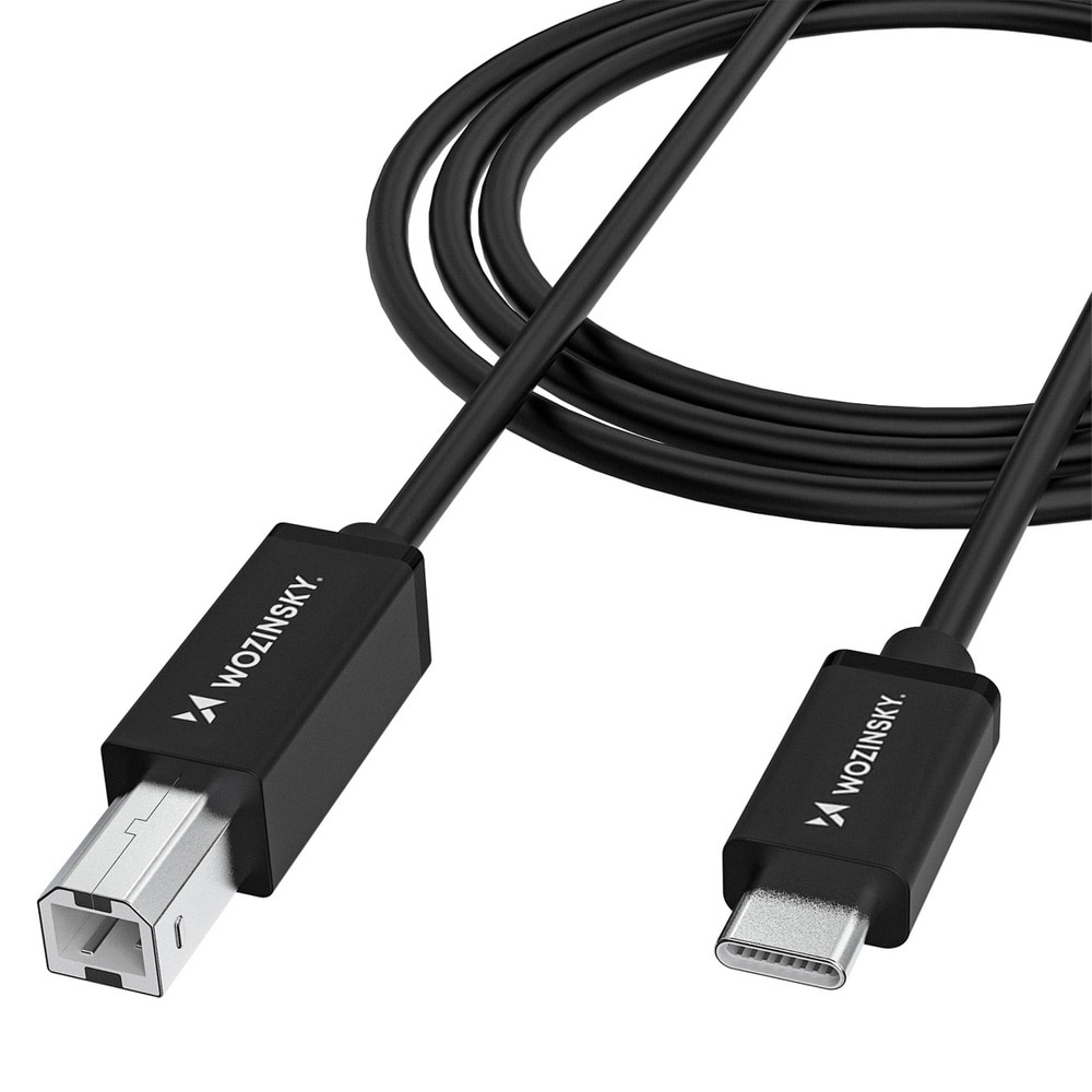Wozinsky USB-B til USB-C kabel 2m - Svart
