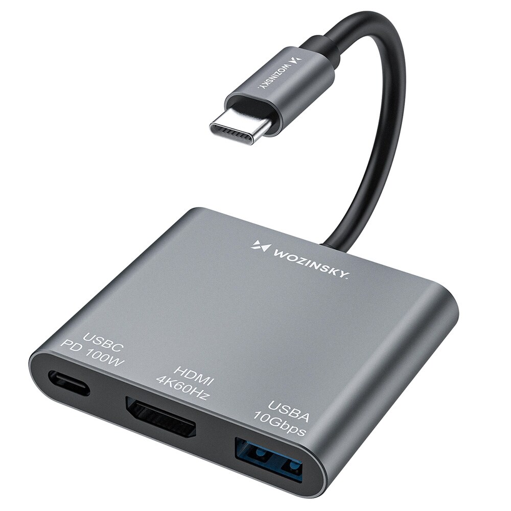Wozinsky USB-hub USB-C til USB-C PD 100W / HDMI 4K@30Hz / USB 10Gbps