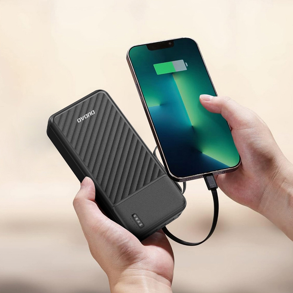 Dudao Pro 20000mAh Powerbank – indbyggede USB-kabler & hurtigopladning
