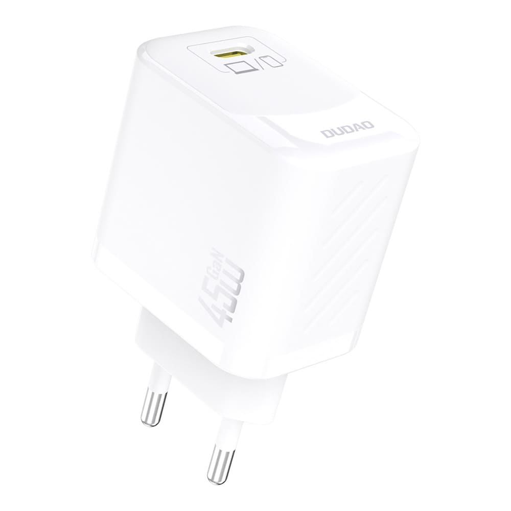 Dudao 45W GaN-vægoplader med USB-C og USB-C-kabel - hvid