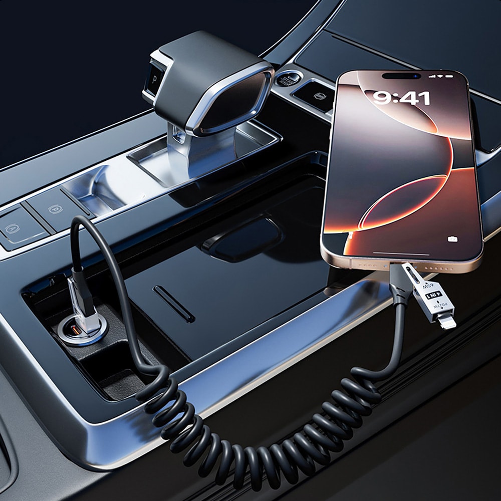 Dudao 4-i-1 USB-kabel - USB-A / USB-C til Lightning / USB-C - Sort