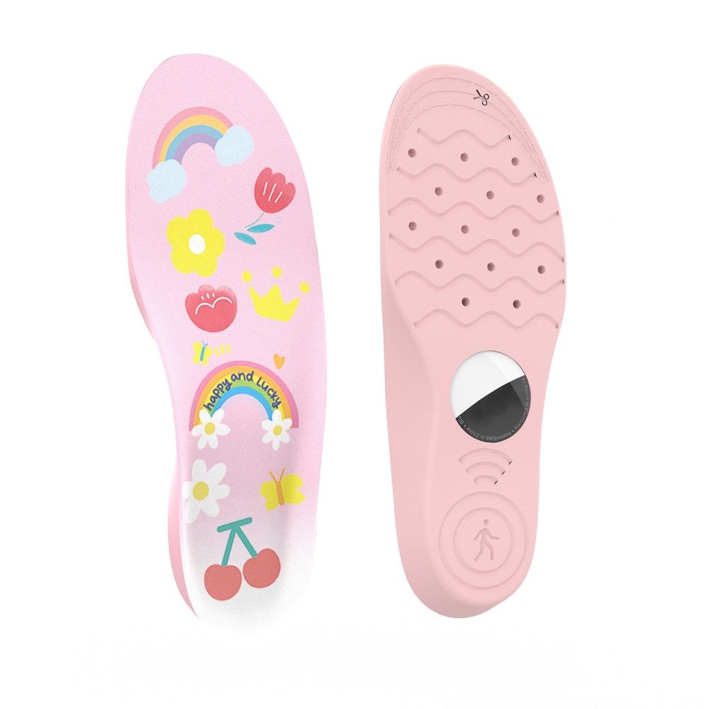 Børnesåler med AirTag-holder 155–170 mm – pink