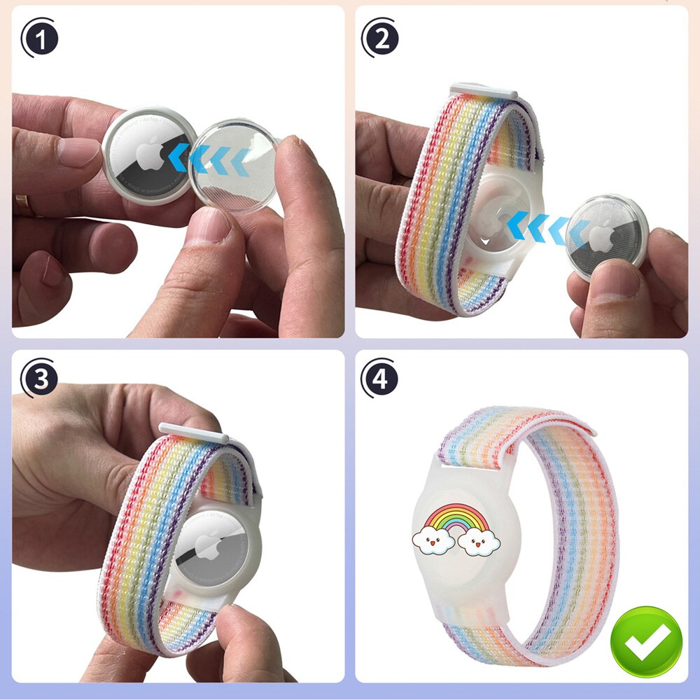 Armbånd med AirTag-holder til børn – regnbue