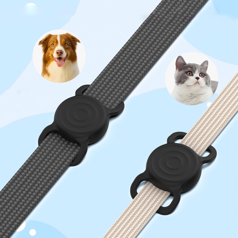 AirTag-holder i silikone til hunde- og kattehalsbånd – Sort