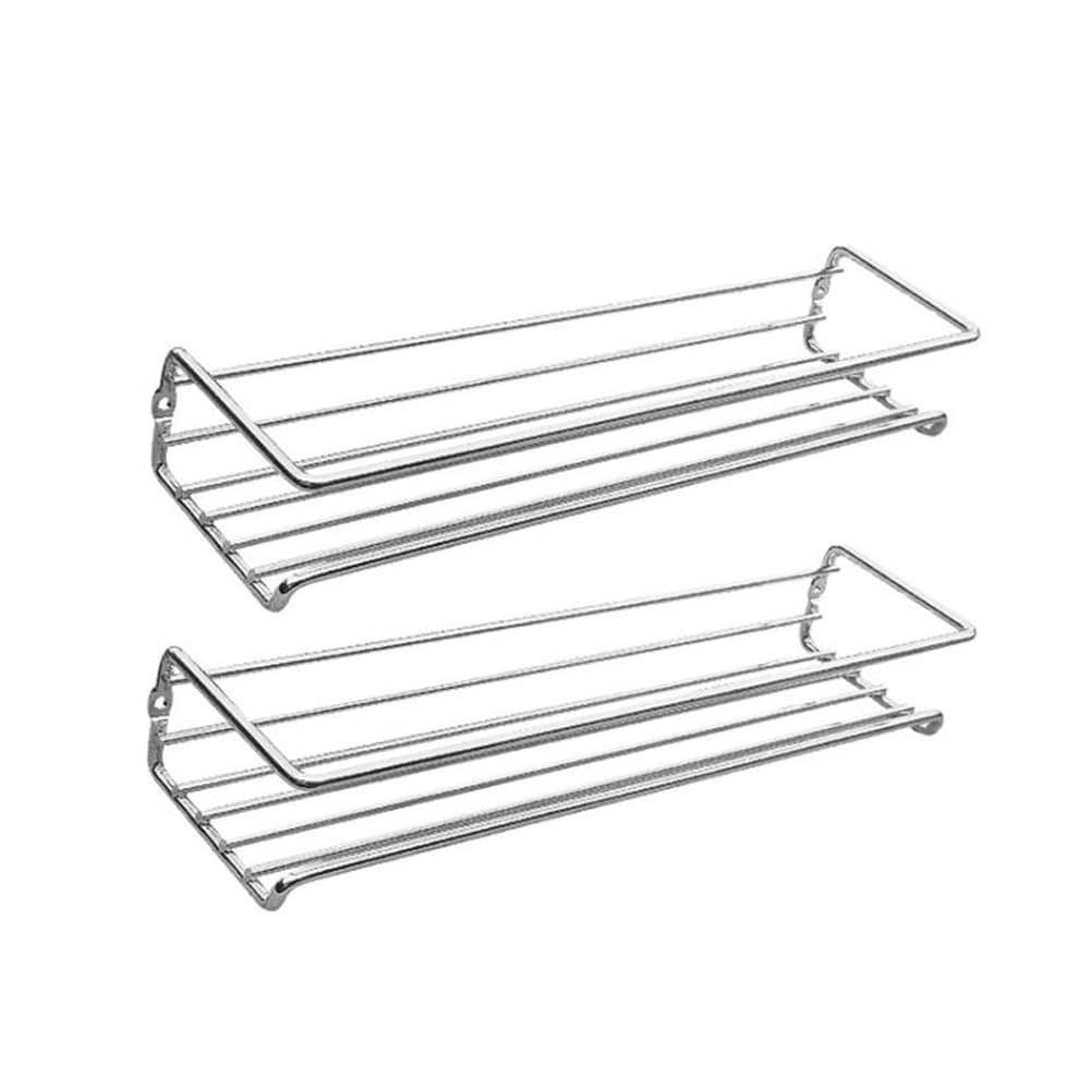 Vægmonteret krydderihylde 29x6,5x6cm 2-pak - Sølv