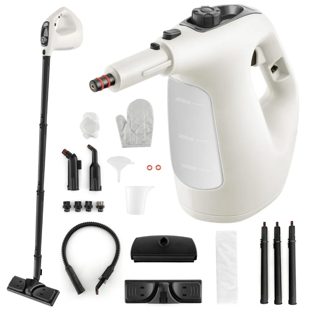 Bærbar damprenser 1400 W med 14 tilbehørsdele – Grå