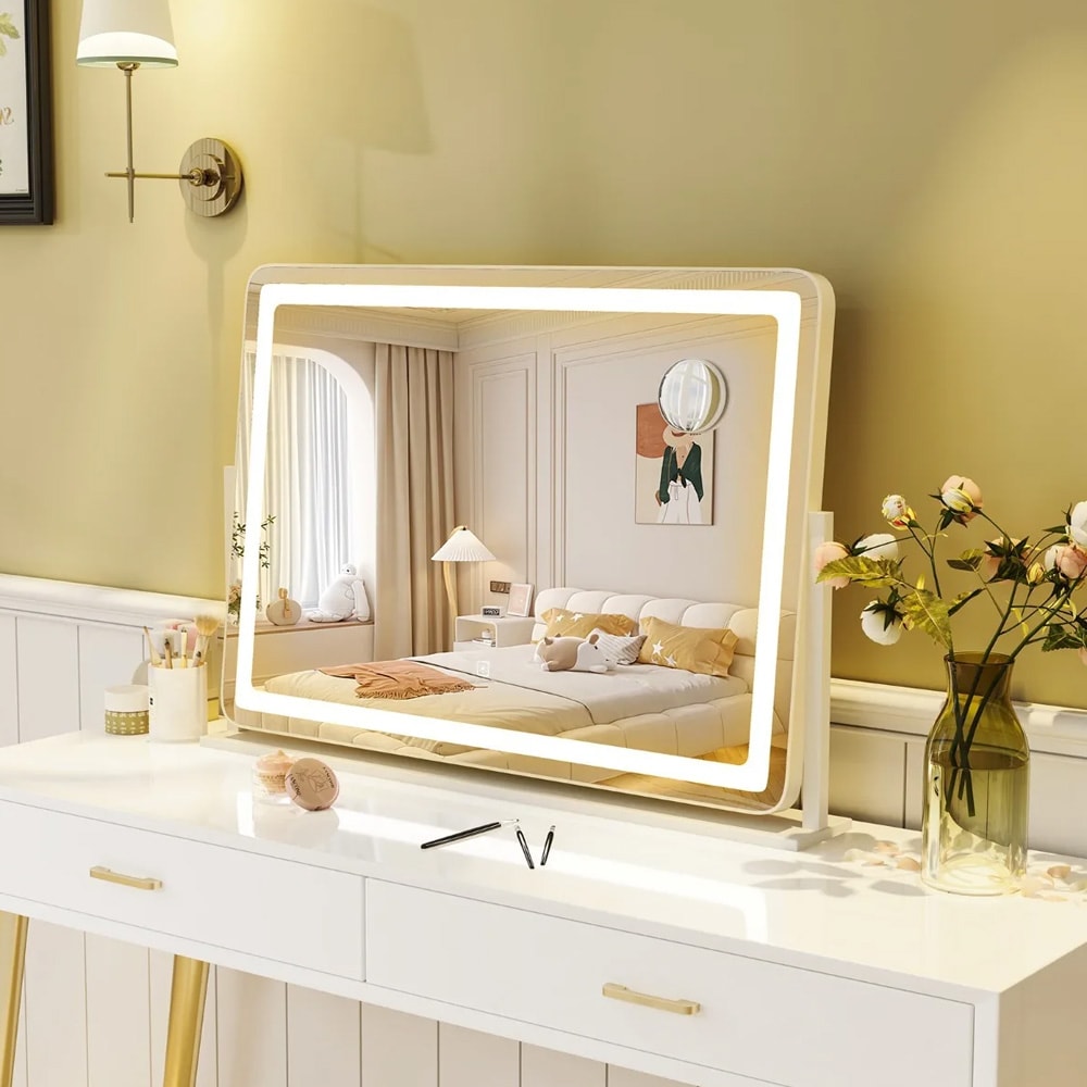 Makeup-spejl med LED-lys og touchkontrol – 80×55 cm