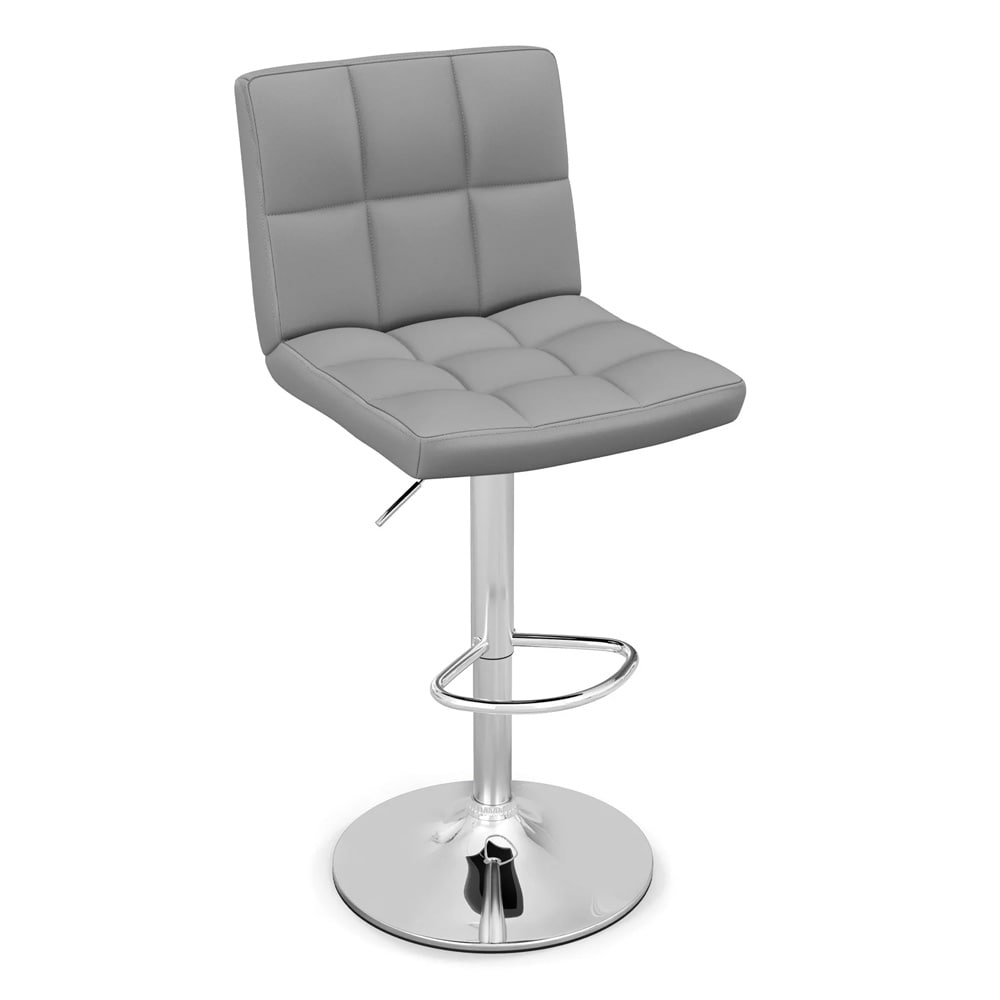Højdejusterbar barstol i imiteret læder med 360° drejeligt sæde – Grå
