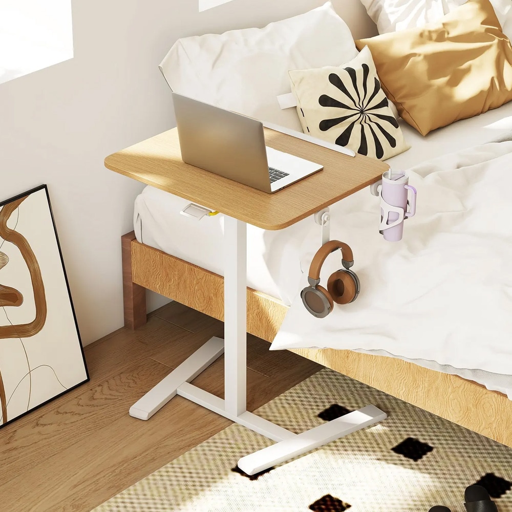 Mobilt bord til bærbar computer – Hvid/træ