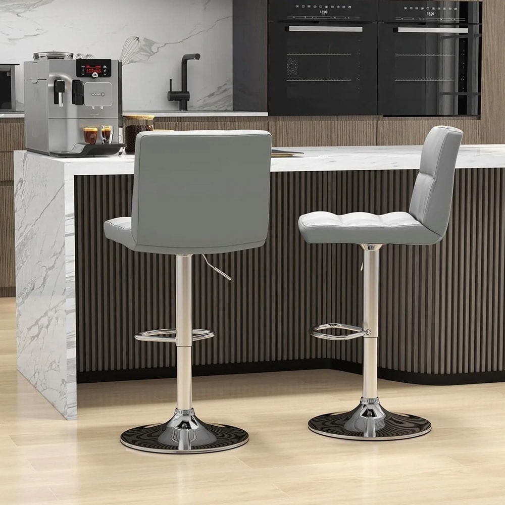 Højdejusterbare barstole i kunstlæder 65-85cm 2-pak - Grå