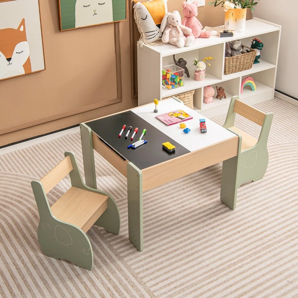 4-i-1 aktivitetsbord med opbevaring og stole – til børn fra 3–6 år