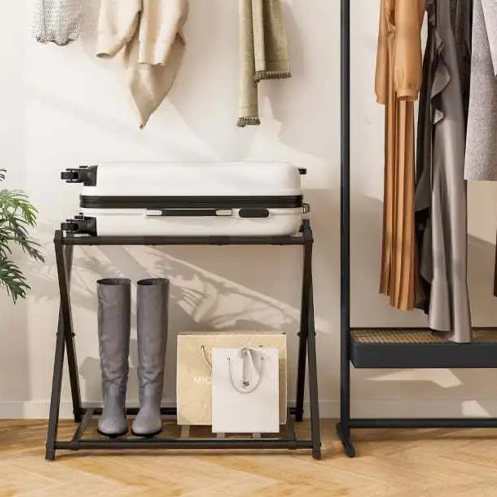 Sammenklappelig bagagebærer i metal - svart