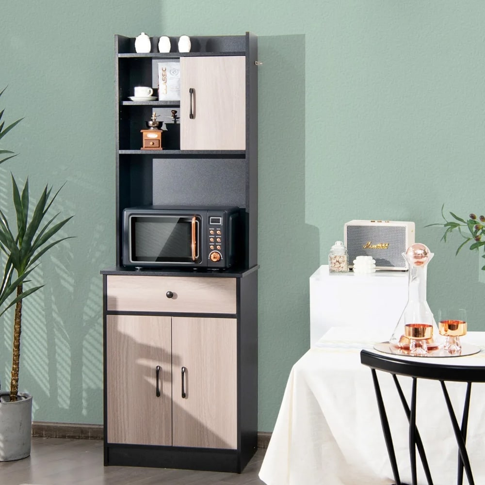 Køkkenhylde med justerbare hylder - svart, 180 cm høj