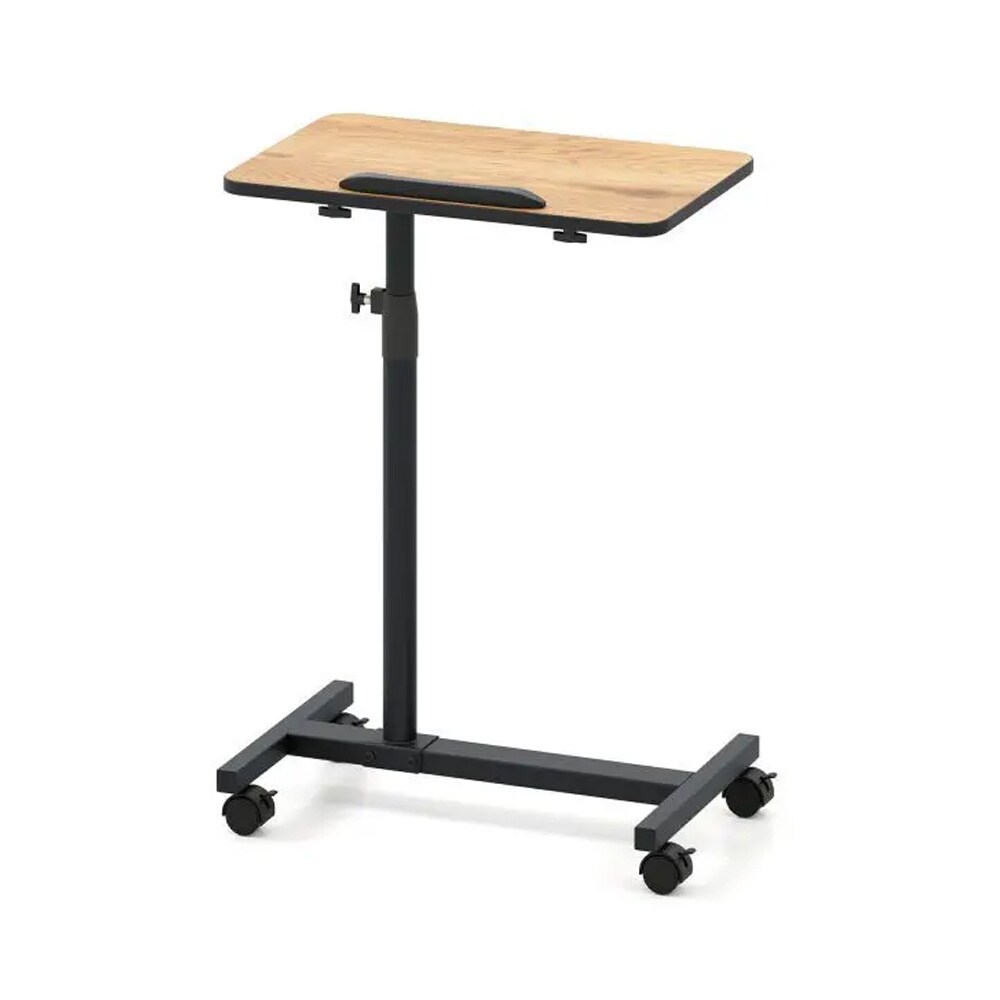 Laptopbord med hjul 52x33cm / højdejusterbart computerbord / vipbart bord til pc og tablet