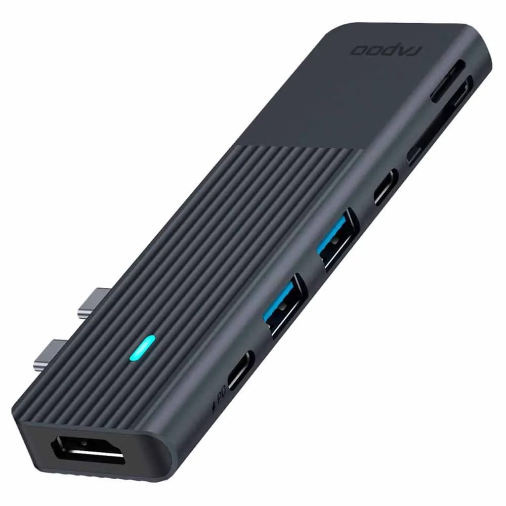 Rapoo 7-i-2 Multiport USB-C Adapter til MacBook med 4K HDMI og 100W PD
