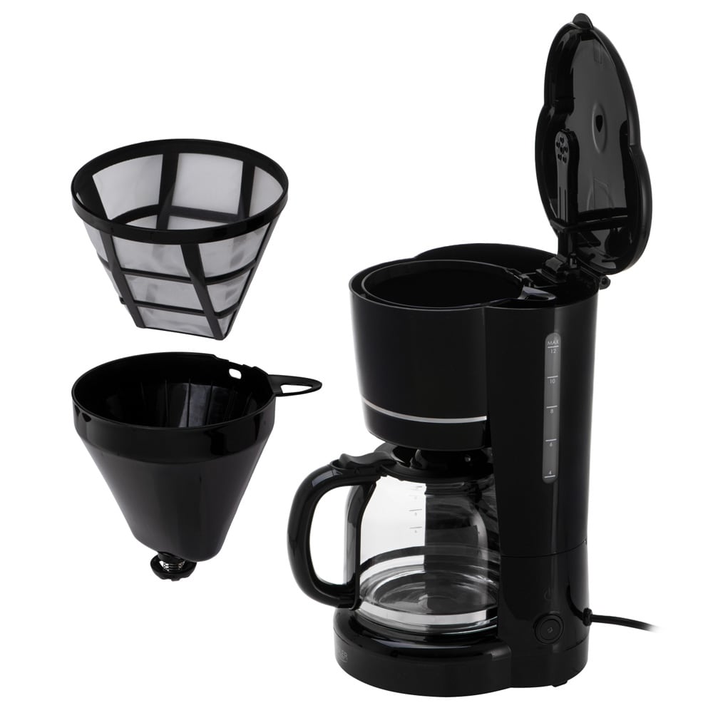 Kaffemaskine til 12 kopper / filterkaffemaskine / sort kaffemaskine / kaffebrygger