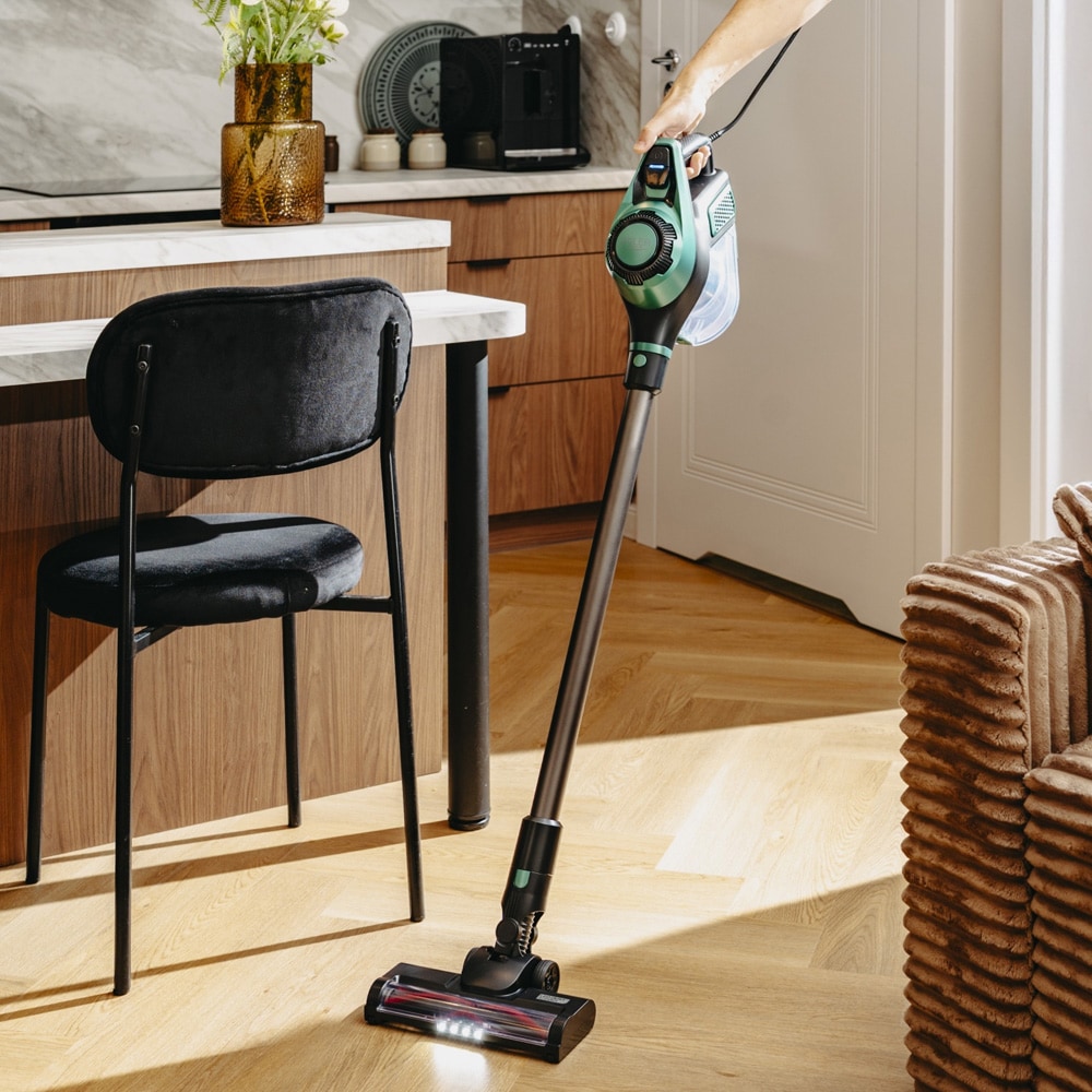 Stavstøvsuger med LED-børste, 3-trins filtrering og kraftig sugning - Grøn