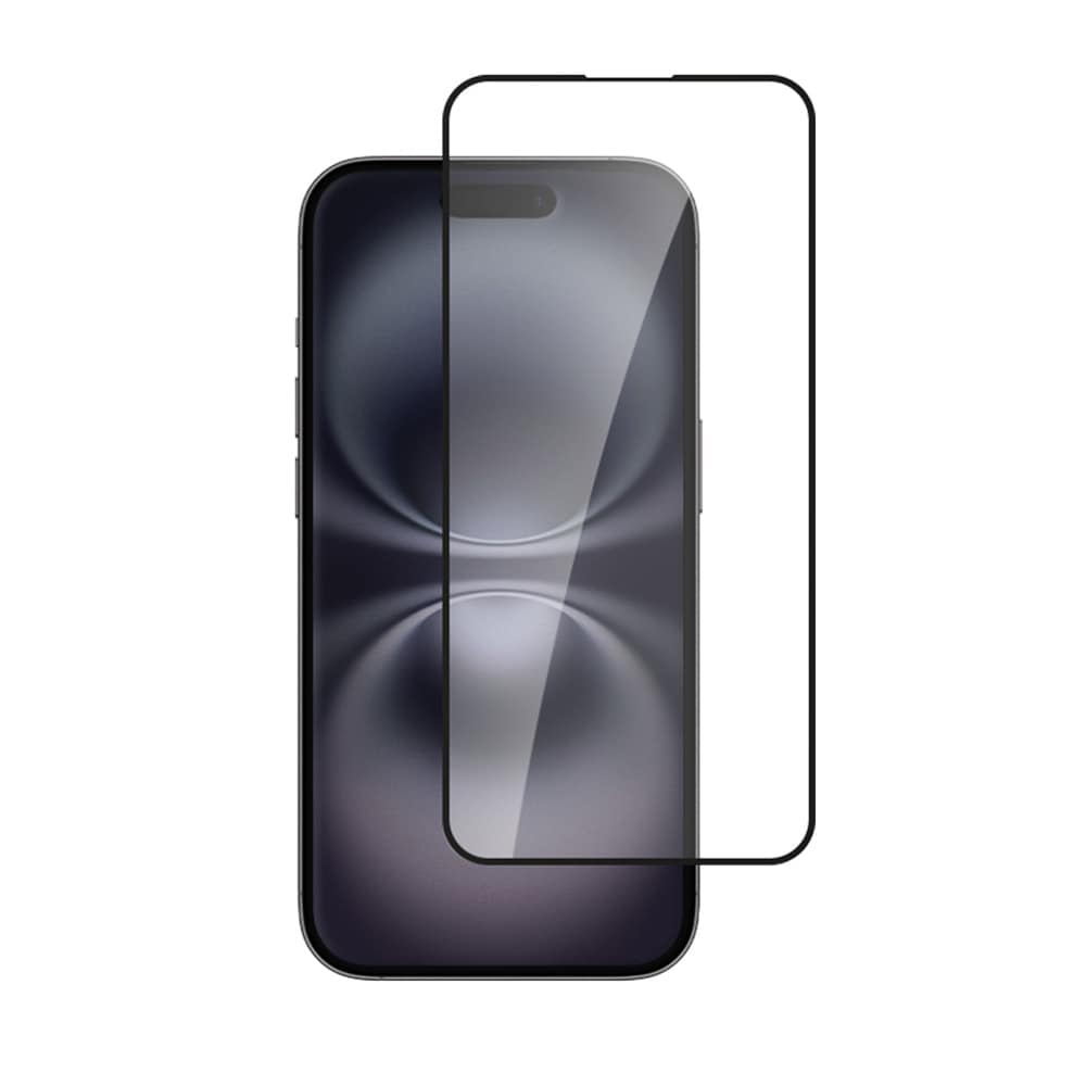 Alkaya hærdet 3D-skærmbeskytter til iPhone 15 Plus / 16 Plus - Svart ramme