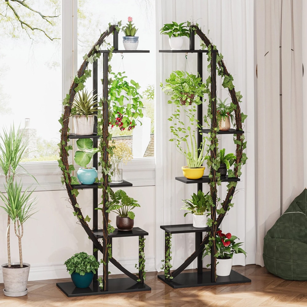 2-delt blomsterhylde 160cm - Sort