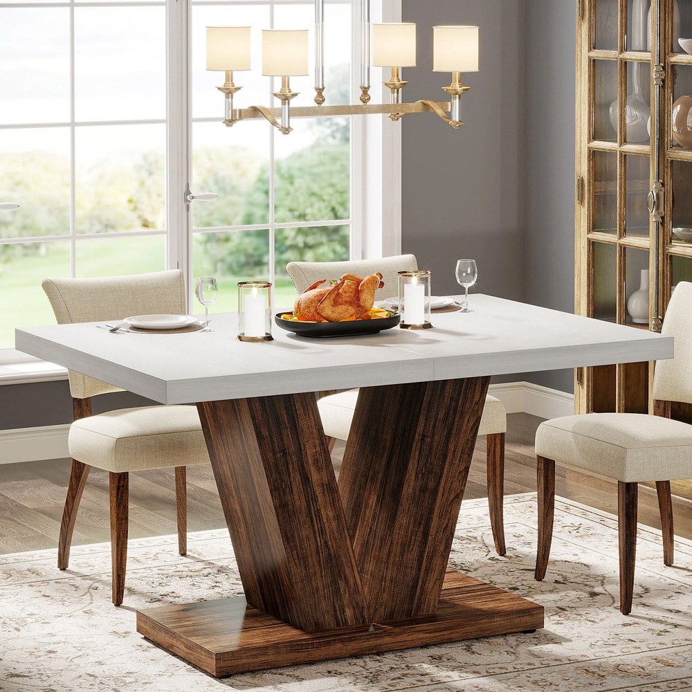 Spisebord 120x80cm - Hvid/eg