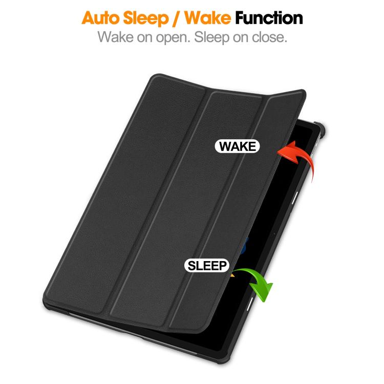 Trifold-etui til Lenovo Idea Tab Plus 12,1 - Sort