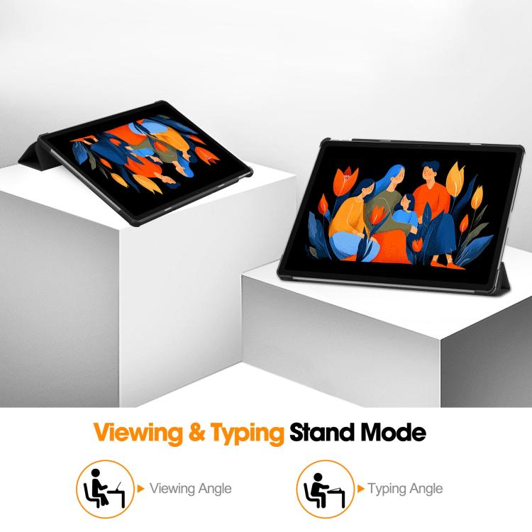 Trifold-etui til Lenovo Idea Tab Plus 12,1 - Sort