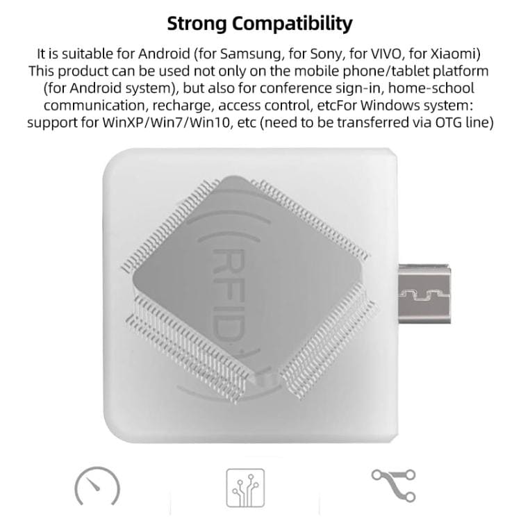 RFID-læser 13,56 MHz / 14443A med MicroUSB-stik