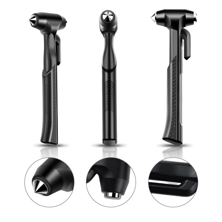 Nødhammer til bilen med glasknuser og bælteskærer - Rød